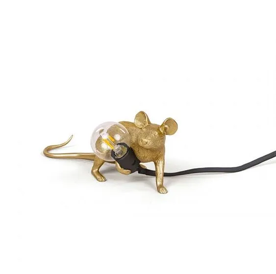 Seletti Mouse Lop Lying Down Stolní lampa Zlatá