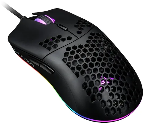 DUTZO Keiryō RGB - Matná černá - Herní myš - Optická - 6 tlačítek - Černá s RGB osvětlením