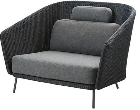 Cane-Line Mega lounge křeslo - Šedá konstrukce s polštáři