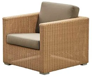 Cane-Line Chester lounge křeslo, přírodní, polštář v barvě taupe